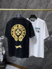 Chr0me Hearts Gold Horseshoe Cross Dual Print Short Sleeve T-shirt