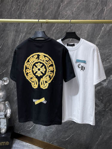 Chr0me Hearts Gold Horseshoe Cross Dual Print Short Sleeve T-shirt