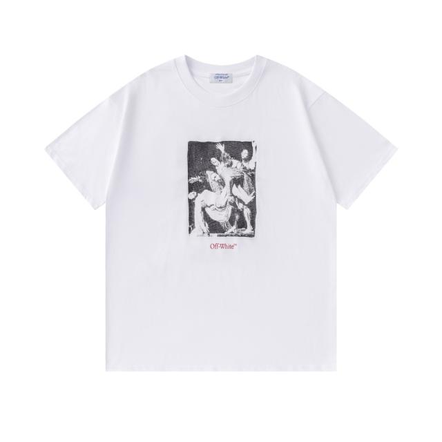 OW Renaissance Religious Oil Painting Photo Collage Dual Print Short Sleeve T-shirt