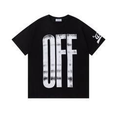 OW Vintage Distressed Diagonal Stripe Dual Print Short Sleeve T-shirt