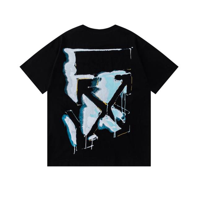OW Watercolor Dripping Arrow Dual Front Back Short Sleeve T-shirt