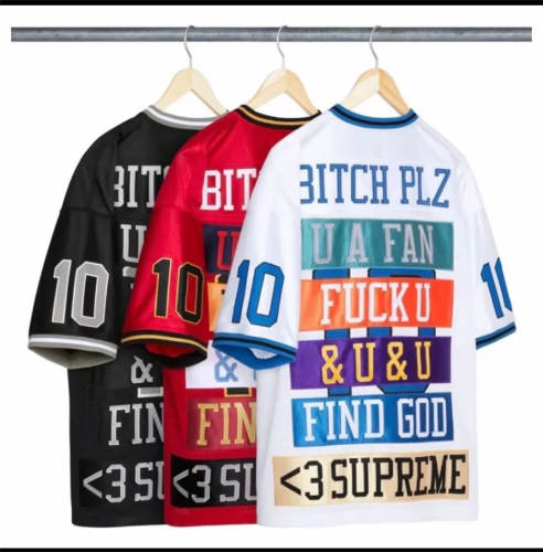 Suprem* SS26 Week1 Find God Rhinestone Patch Football Jersey