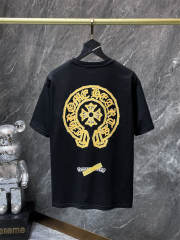 Chr0me Hearts Gold Horseshoe Cross Dual Print Short Sleeve T-shirt