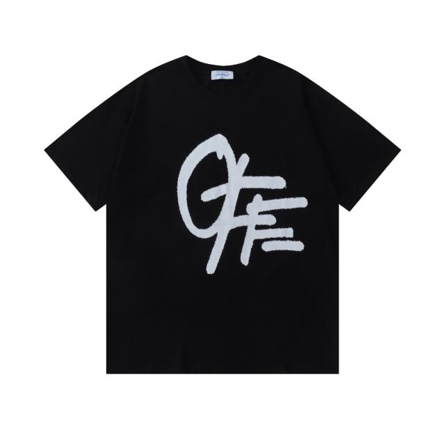 OW Graffiti Handwritten Logo Dual Front Back Short Sleeve T-shirt