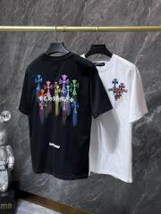 Chr0me Hearts Rainbow Multi Cross Embroidery Dual-Sided Short Sleeve T-shirt