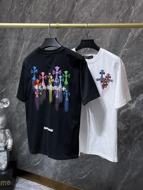 Chr0me Hearts Rainbow Multi Cross Embroidery Dual-Sided Short Sleeve T-shirt