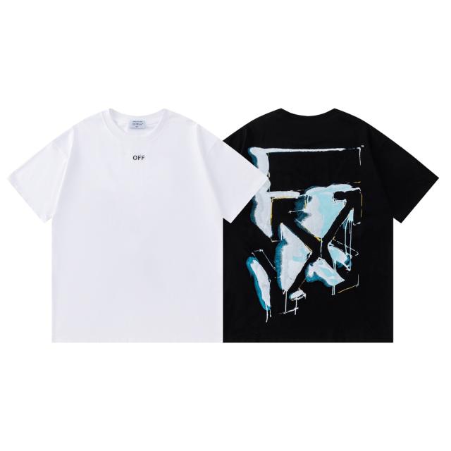 OW Watercolor Dripping Arrow Dual Front Back Short Sleeve T-shirt