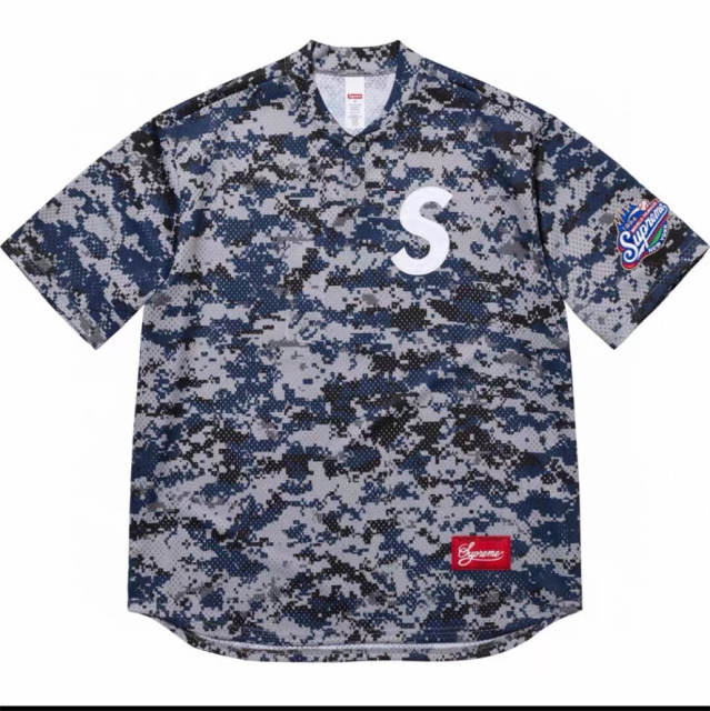 Suprem* FW24 Week1 S Logo Embroidered Patch Baseball Short Sleeve T-shirt