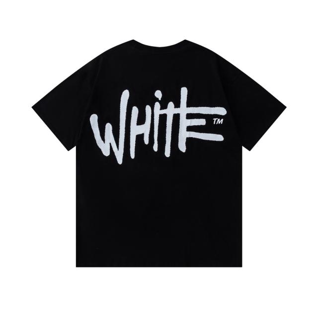 OW Graffiti Handwritten Logo Dual Front Back Short Sleeve T-shirt