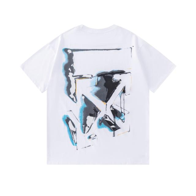 OW Watercolor Dripping Arrow Dual Front Back Short Sleeve T-shirt