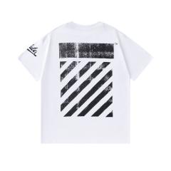 OW Vintage Distressed Diagonal Stripe Dual Print Short Sleeve T-shirt