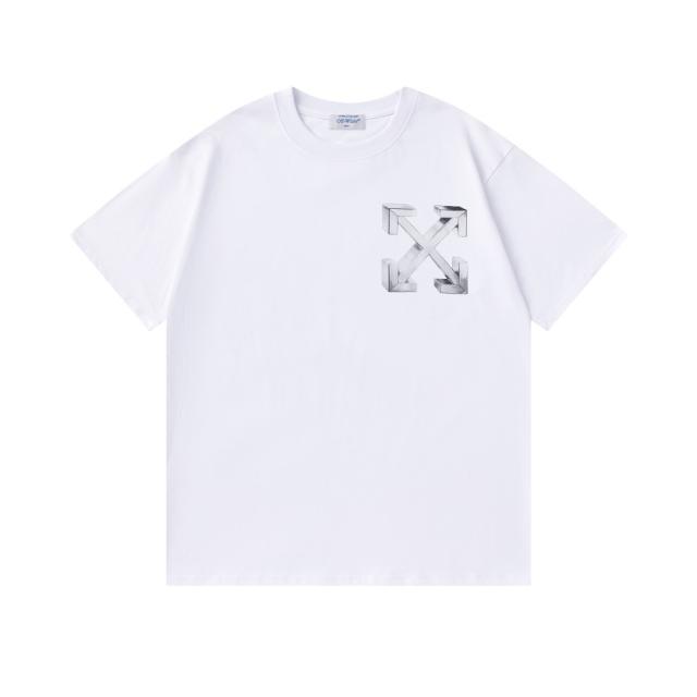 OW 3D Metallic Arrow & Of Letter Dual Front Back Short Sleeve T-shirt