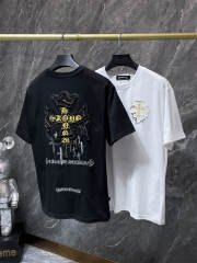 Chr0me Hearts Patchwork Gold Silver Cross Dual Front Back Short Sleeve T-shirt