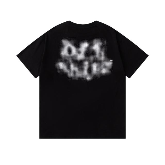 OW Simple Hollow Outline Arrow Dual Front Back Short Sleeve T-shirt
