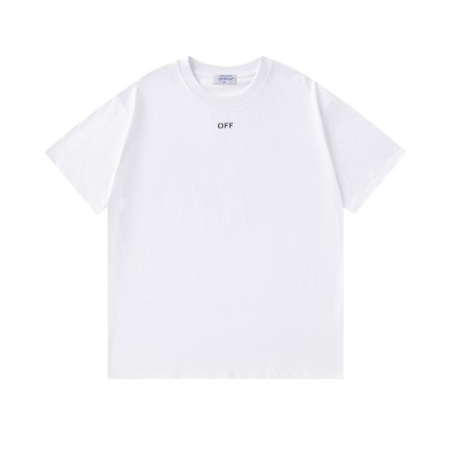 OW Halftone Dot Gradient Letter Dual Front Back Short Sleeve T-shirt