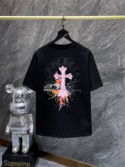 Chr0me Hearts Splash Paint Cross Dual Front Back Short Sleeve T-shirt