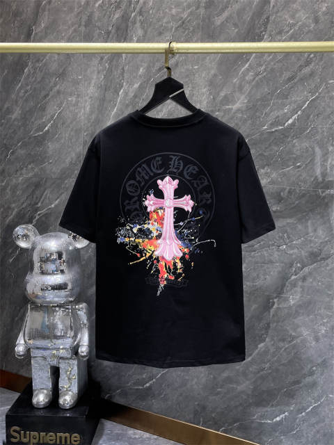 Chr0me Hearts Splash Paint Cross Dual Front Back Short Sleeve T-shirt