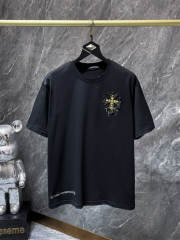 Chr0me Hearts Patchwork Gold Silver Cross Dual Front Back Short Sleeve T-shirt