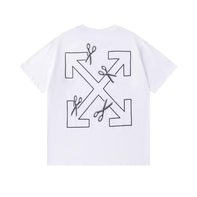 OW Scissors Outline Arrow Dual Front Back Short Sleeve T-shirt