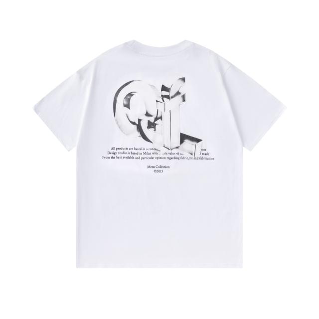 OW 3D Metallic Arrow & Of Letter Dual Front Back Short Sleeve T-shirt