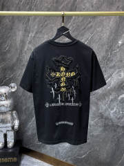 Chr0me Hearts Patchwork Gold Silver Cross Dual Front Back Short Sleeve T-shirt