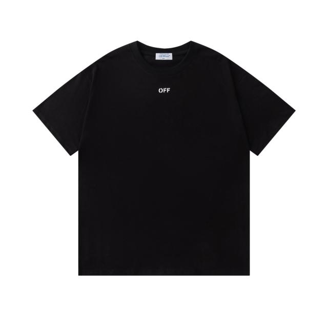 OW Simple Hollow Outline Arrow Dual Front Back Short Sleeve T-shirt
