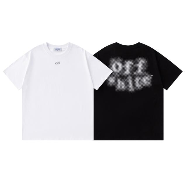 OW Simple Hollow Outline Arrow Dual Front Back Short Sleeve T-shirt