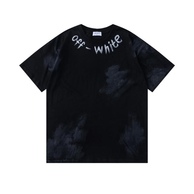 OW Brushstroke Smudge Tie-dye Arrow Dual Front Back Short Sleeve T-shirt