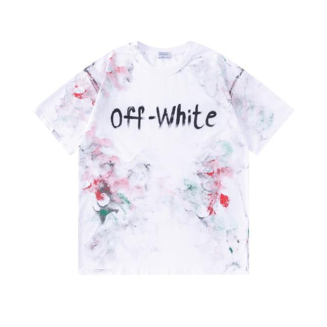 OW Brushstroke Smudge Tie-dye Arrow Dual Front Back Short Sleeve T-shirt