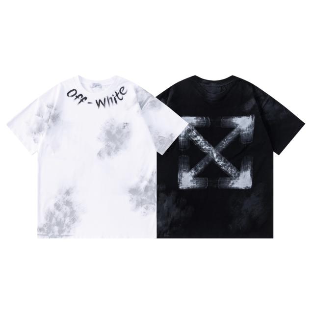 OW Brushstroke Smudge Tie-dye Arrow Dual Front Back Short Sleeve T-shirt