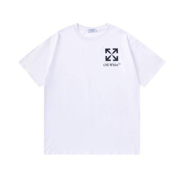 OW Simple Hollow Outline Arrow Dual Front Back Short Sleeve T-shirt