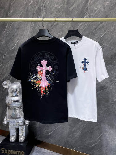 Chr0me Hearts Splash Paint Cross Dual Front Back Short Sleeve T-shirt