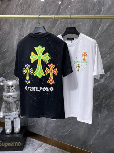 Chr0me Hearts St.Barth Multi Cross Horseshoe Patch Dual Front Back Short Sleeve T-shirt