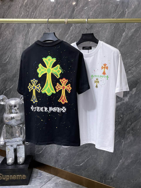 Chr0me Hearts St.Barth Multi Cross Horseshoe Patch Dual Front Back Short Sleeve T-shirt