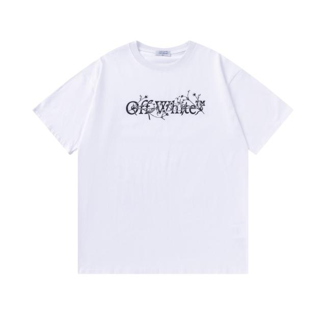 OW Gothic Floral Vine Letter Front Print Short Sleeve T-shirt