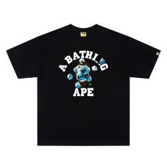 A Bathing Ape Bape 3D Cube Shatter Ape Head College Logo Front Print Short Sleeve T-shirt