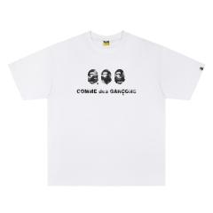 A Bathing Ape Bape × Comme des Garçons Co-brand Triple Camo Ape Head Front Print Short Sleeve T-shirt