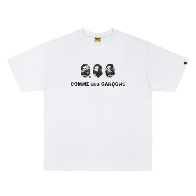 A Bathing Ape Bape × Comme des Garçons Co-brand Triple Camo Ape Head Front Print Short Sleeve T-shirt