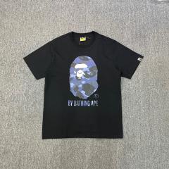 1:1 Quality Bape Blue Camo A Bathing Ape Logo T-Shirt Black White