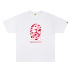 A Bathing Ape Bape Pink Cherry Blossom Camo Ape Head Front Print Short Sleeve T-shirt