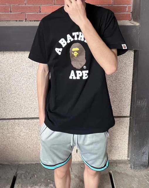 1:1 Quality Bape Ape Small Head Letter Print Tee 4 colors