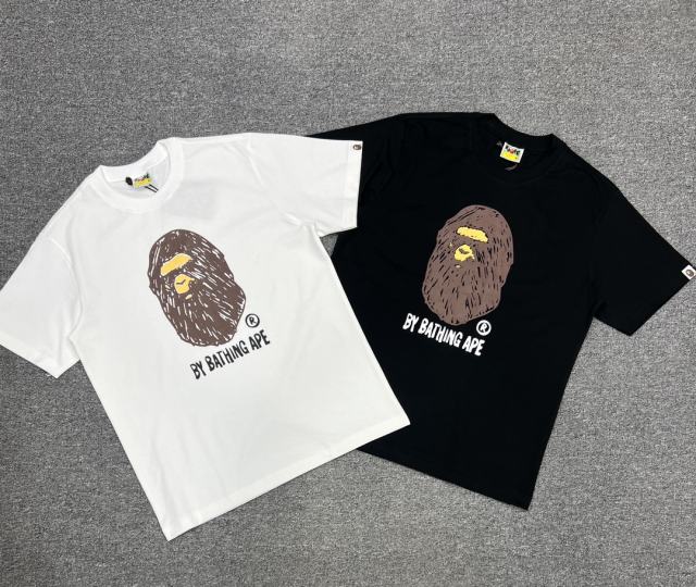 1:1 quality Bape Hand Painted Graffiti Ape Head Print Tee 2 colors