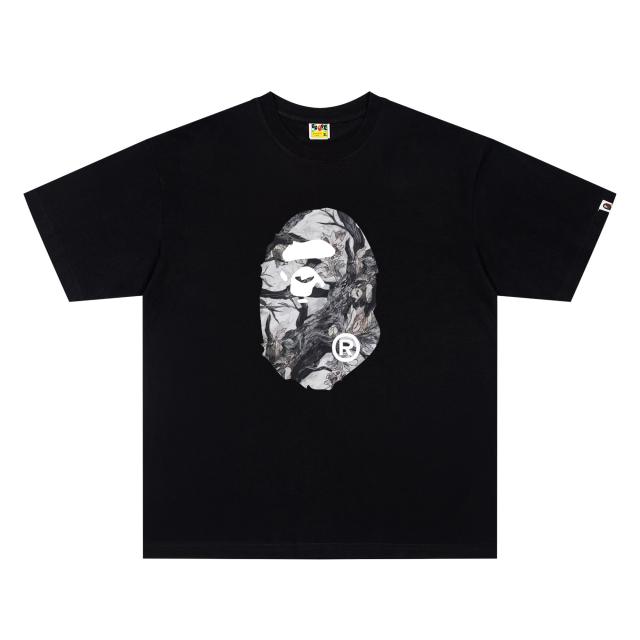 A Bathing Ape Bape Ink Painting Tree Ape Head Dual Front Back Print Short Sleeve T-shirt