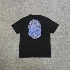 1:1 Quality Bape Blue A Bathing Ape Camo Logo T-Shirts Black