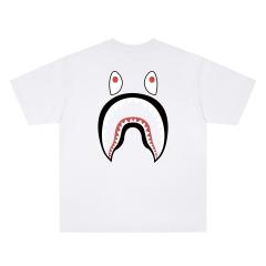A Bathing Ape Bape Multi-color WGM Letter Front & Shark Mouth Back Dual Print Short Sleeve T-shirt