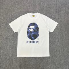 1:1 Quality Bape Blue Camo A Bathing Ape Logo T-Shirt Black White