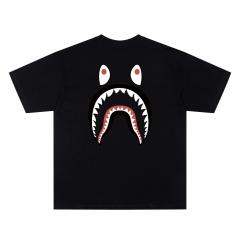 A Bathing Ape Bape Multi-color WGM Letter Front & Shark Mouth Back Dual Print Short Sleeve T-shirt