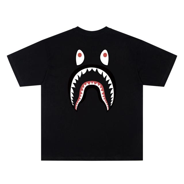 A Bathing Ape Bape Multi-color WGM Letter Front & Shark Mouth Back Dual Print Short Sleeve T-shirt