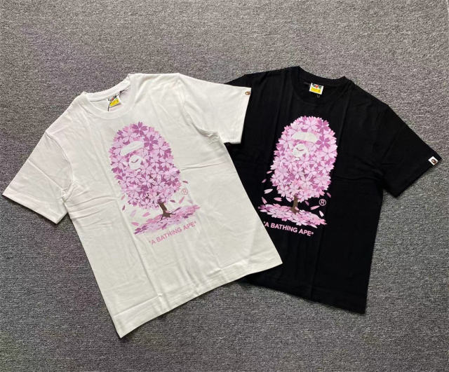 1:1 Quality Bape Sakura T-Shirt 2 Colors Black White