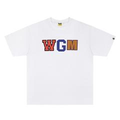 A Bathing Ape Bape Multi-color WGM Letter Front & Shark Mouth Back Dual Print Short Sleeve T-shirt